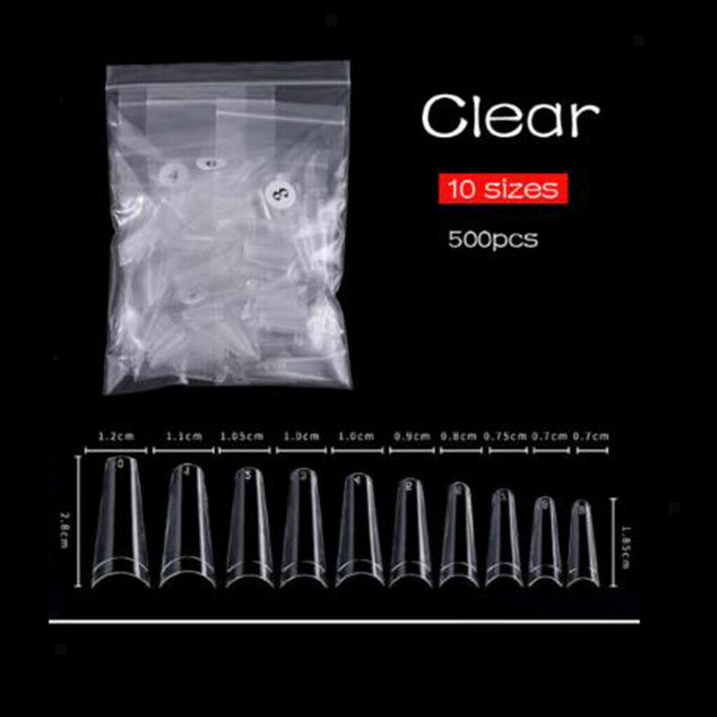 1000Pcs C Curve False Nails Half Cover Press on Nail Tips DIY 10 Sizes