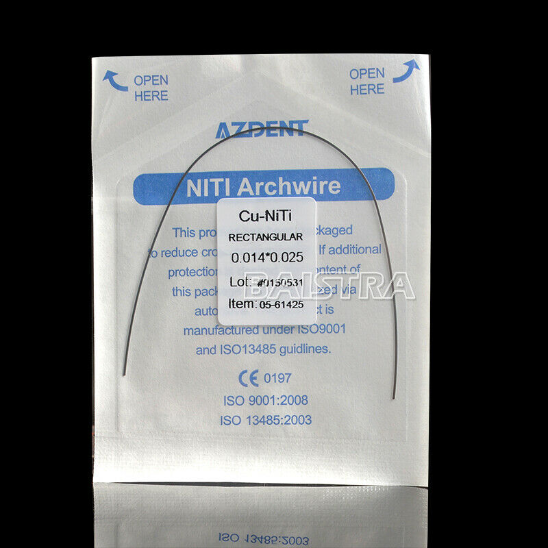 50X Dental Cu NiTi Copper Nickel Titanium Rectangular Arch Wires 0.014*0.025