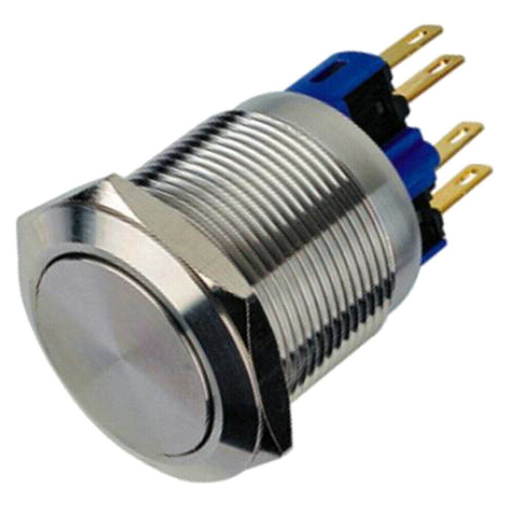 22mm 250V Falt Head Self Locking Metal Push Button Switch IP67 1NO1NC