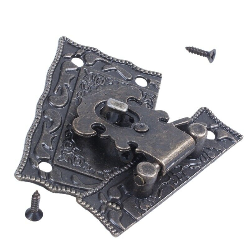 Wood Case Chest Box Rectangle Clasp Closure Hasp Latches Bronze Tone C8K5K5