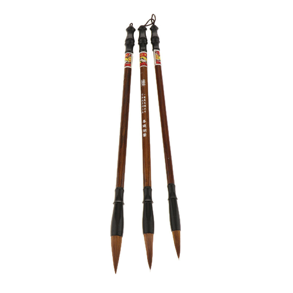 3 Pieces Wolf Hair Calligraphy Brush Pen Chinese Traditional Writing Painting