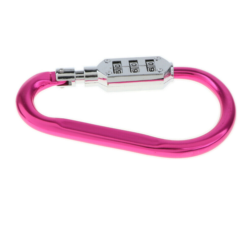 Carabiner Hook Buckle Clip Keychain with 3 Digits Combination Lock Big Rose