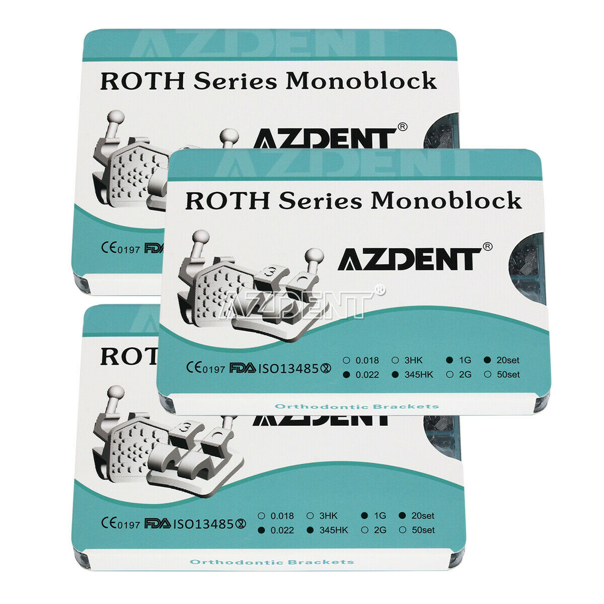 3X Dental Orthodontic Monoblock Bracket Braces Mini Roth 022 Hooks 3-4-5 AZDENT