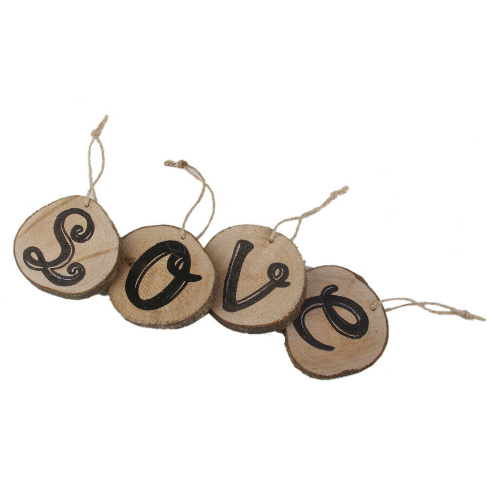 4 Piece Rustic Wood Love Letters Hanging Plaque Sign Wedding Home Decoration