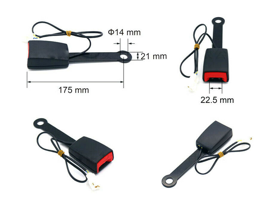 Car Front Seat Belt Buckle Device with Tail Plug Connector and Buzzer Cable175MM
