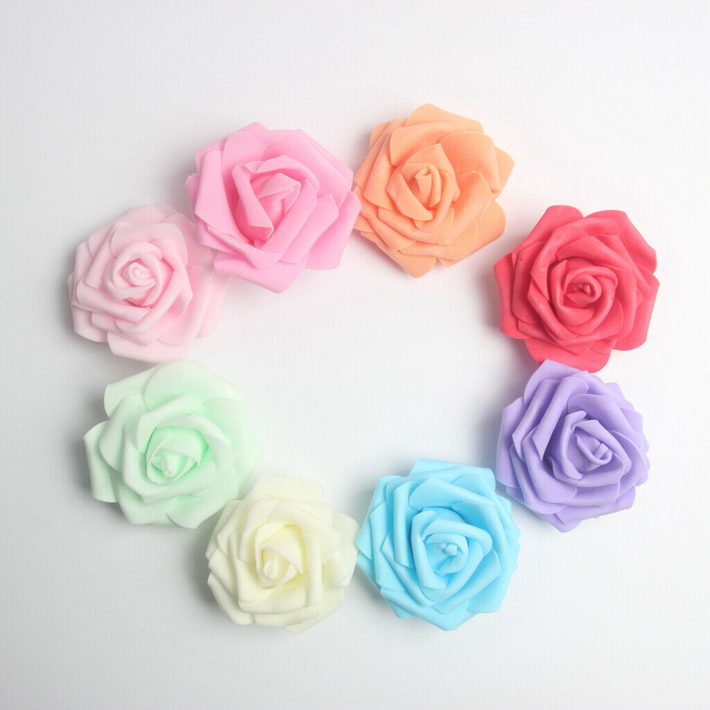 100 Pieces 8 cm Colorful Foam Roses Head Bulk for Wedding Bridesmaid Bridal