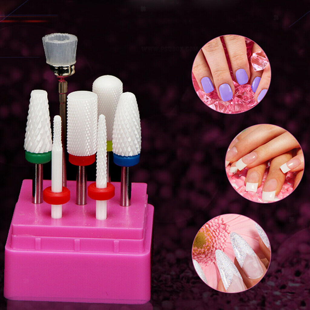 7Pcs Ceramic Nail Art Polishing Head Drill Bit DIY Manicure Buffing Bits Set