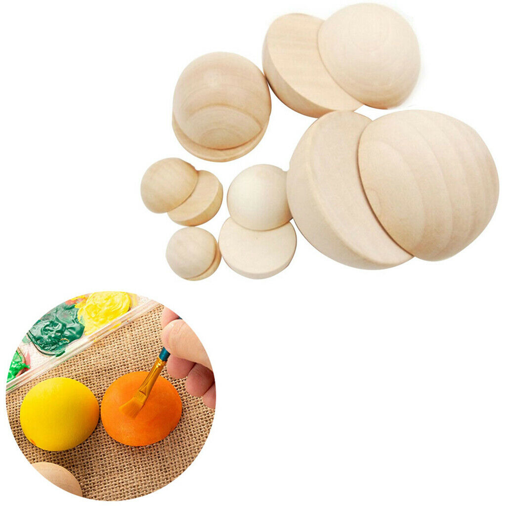 50pcs Wood Half Split Balls Hemisphere Half Craft Ball Kids DIY Projects 1cm