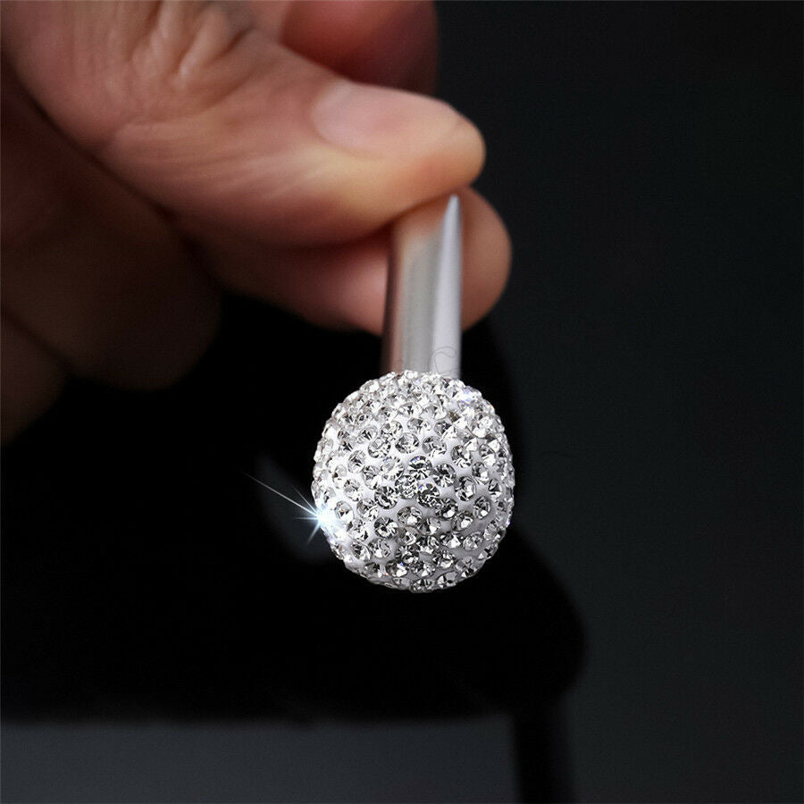 Car SUV Interior Door Lock Knob Pins 2 Pcs Rhinestone-encrusted Aluminum Alloy