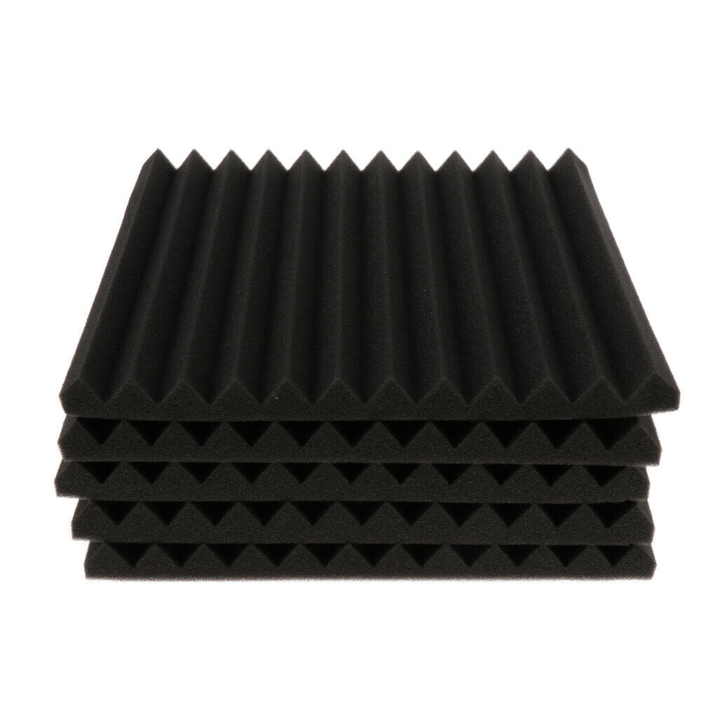 5 Pieces Studio Acoustic Foam Sound Proof Panels Nosie Dampening Foam Black