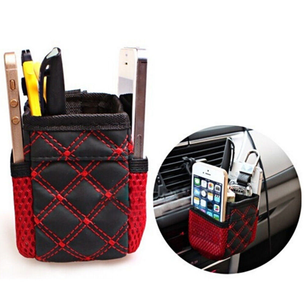 Red Travel Auto Car Air Storage Box Mobile Phone Pocket Bag Organizer Ho.l8