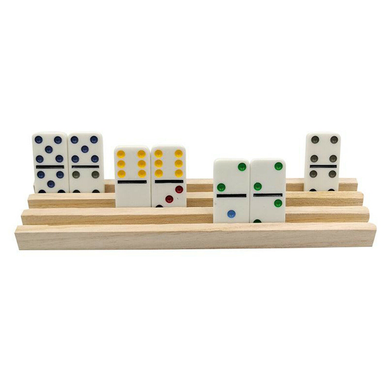 Set of 4 Wooden Domino Tile Trays Holder Stand for Mahjong Chicken Foot