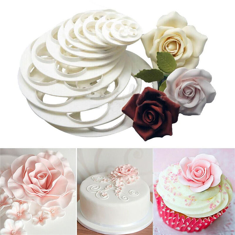 6x Fondant Cake Sugar Craft Decor Cookie Rose Flower Mold Gum Paste Cutte.l8