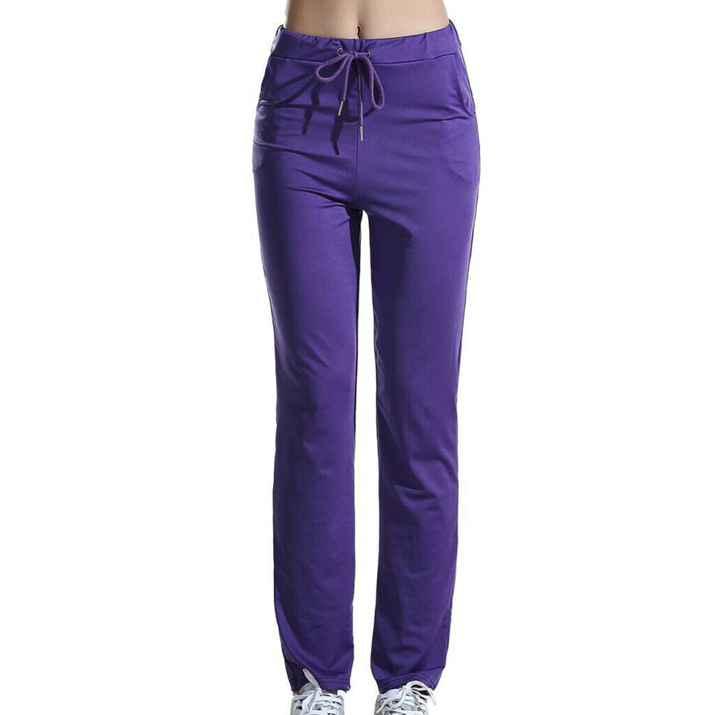 Womens Sweatpants Yoga Pants with Pockets Sport Workout Bottoms L Purple