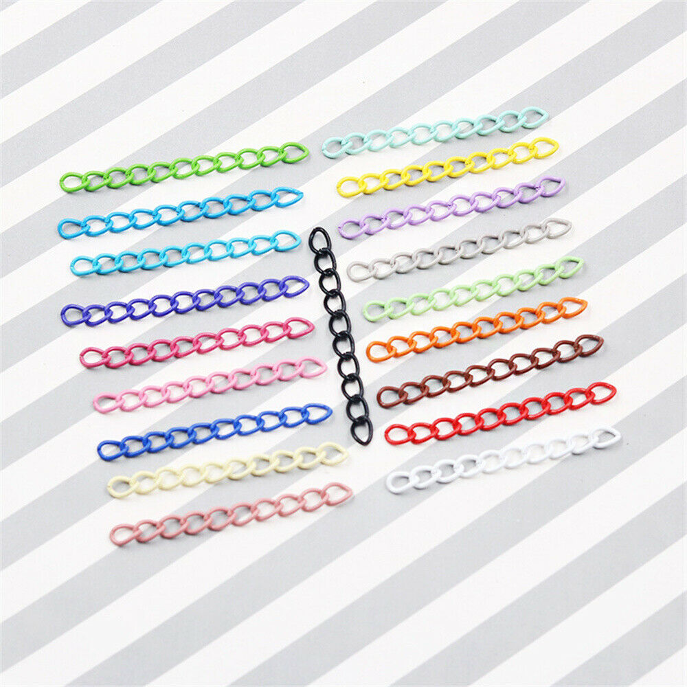 10 Mix Painted Extension Chains Iron For Bracelet Necklace DIY Jewelry Craft 5cm