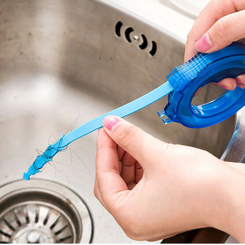 17in Flexible Kitchen Drain Sink Overflow Waste Hair Removal Cleaning Tool HN US