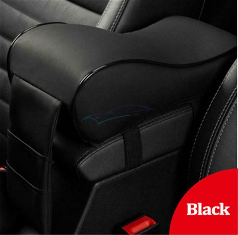1PC Car Central Armrest Box Cushion Double Bag Storage Bag Pure Black Universal