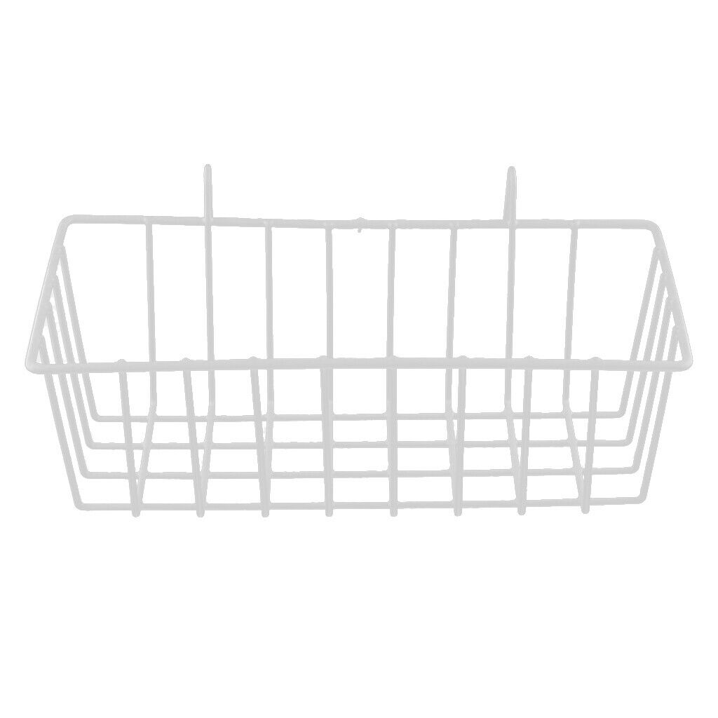 Blesiya 2xWhite Grid Basket Wall Basket with Hanging Hook Wire Storage Rack