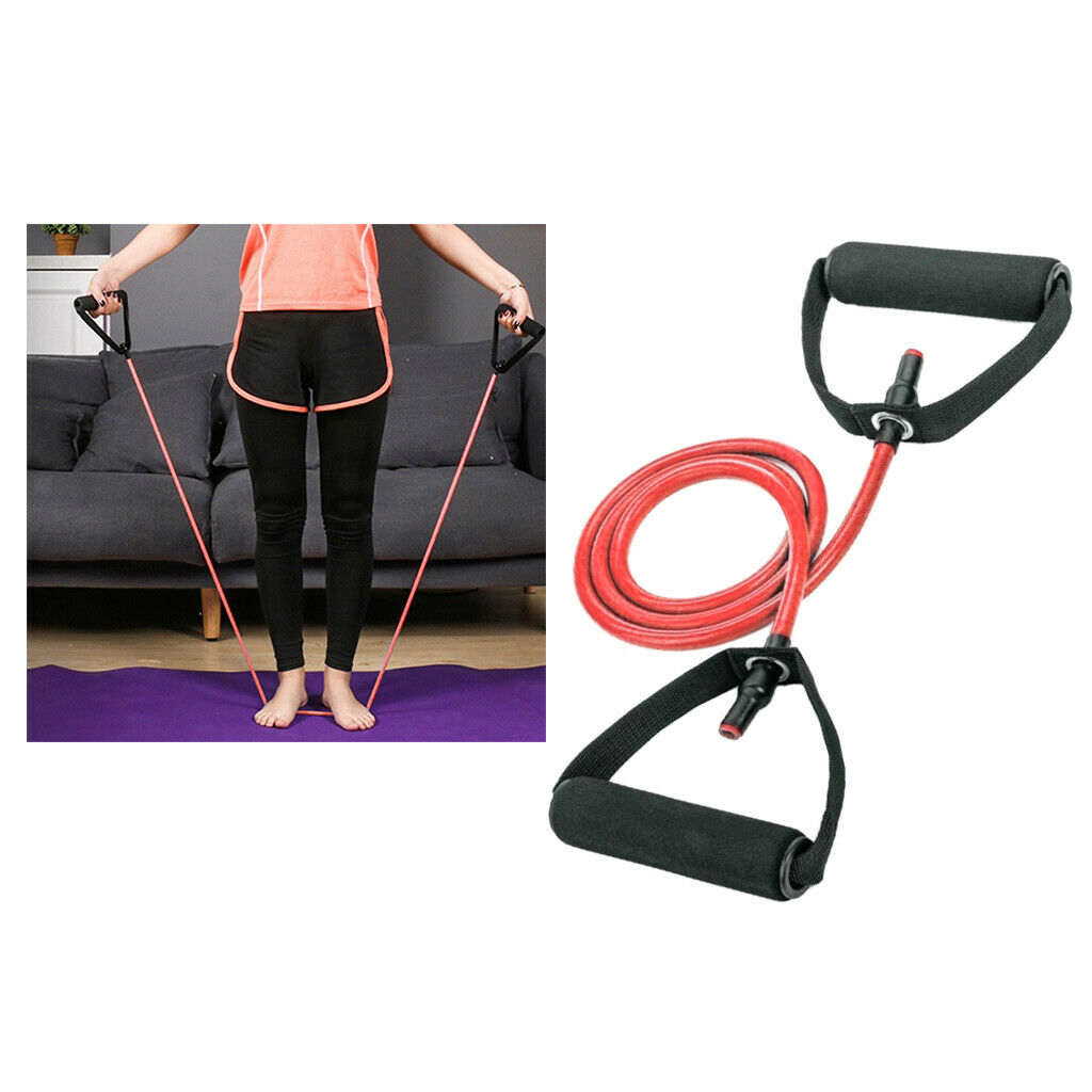 2x 15lbs Yoga Pull Rope Elastic Fitness Workout Training Expander Red&Black