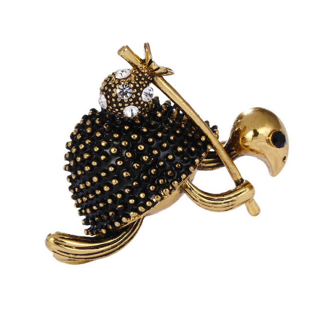 Shiny Rhinestone Turtle Brooch Pin Unisex Corsage Clips Collar Tips Pendant