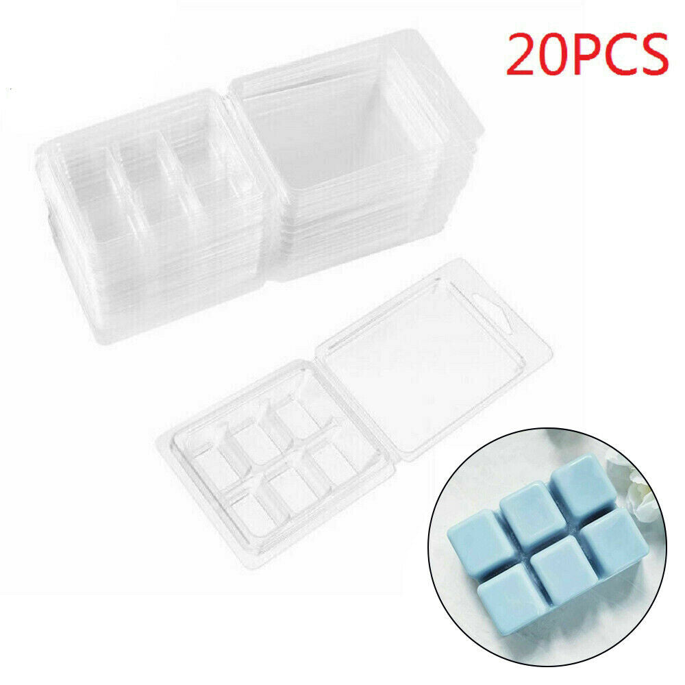 20 Packs Wax Melt Molds Plastic Wax Melt Clamshells for Wickless Wax Melt Candle