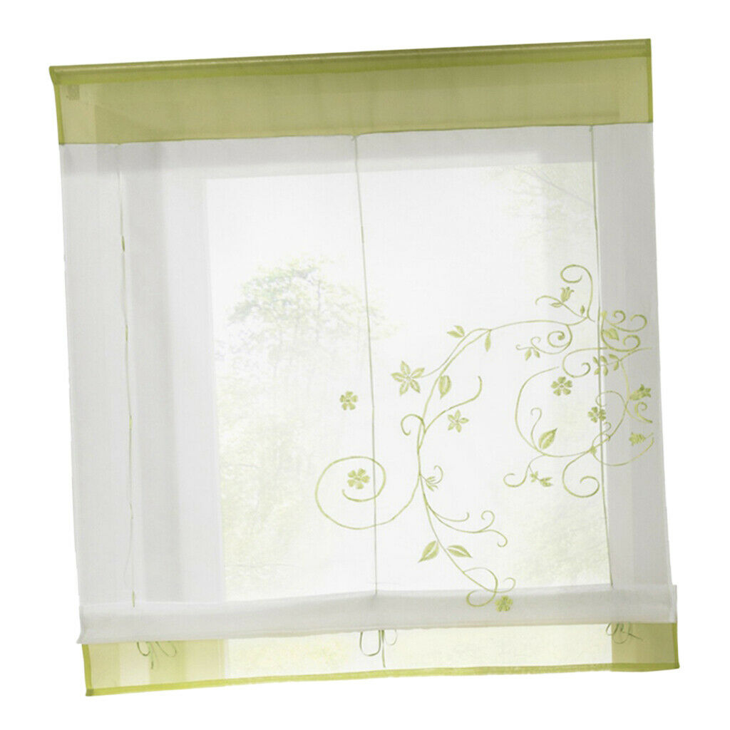 Liftable Roman Curtain Sheer Voile Window Valance Drape #3 Green, 80x120cm