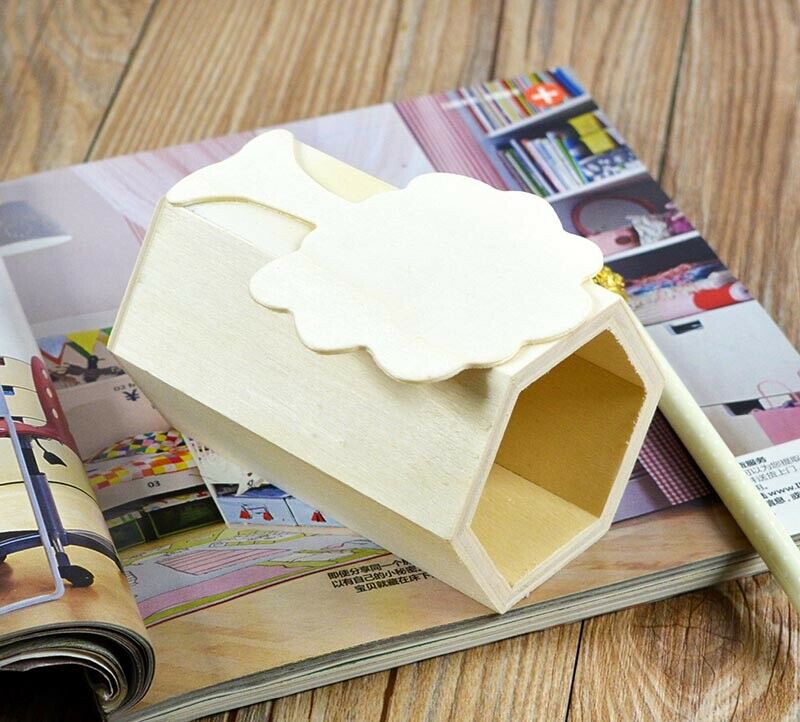 Big Tree Shape Wooden Craft Pen Case Brush Pot Pencil Desktop Storage Box Holder