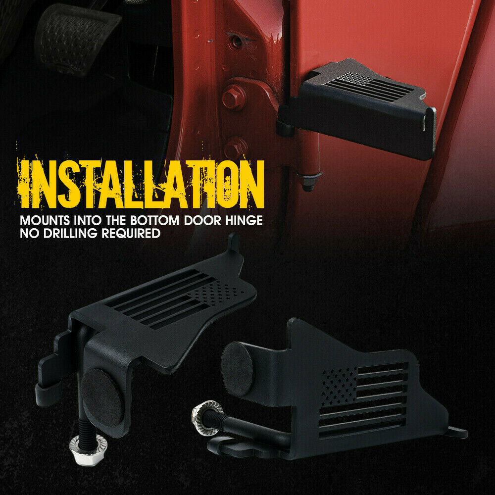 Flag Style Front Black Steel Foot Pegs Pedal for 2018-2021 Jeep Wrangler JL JLU