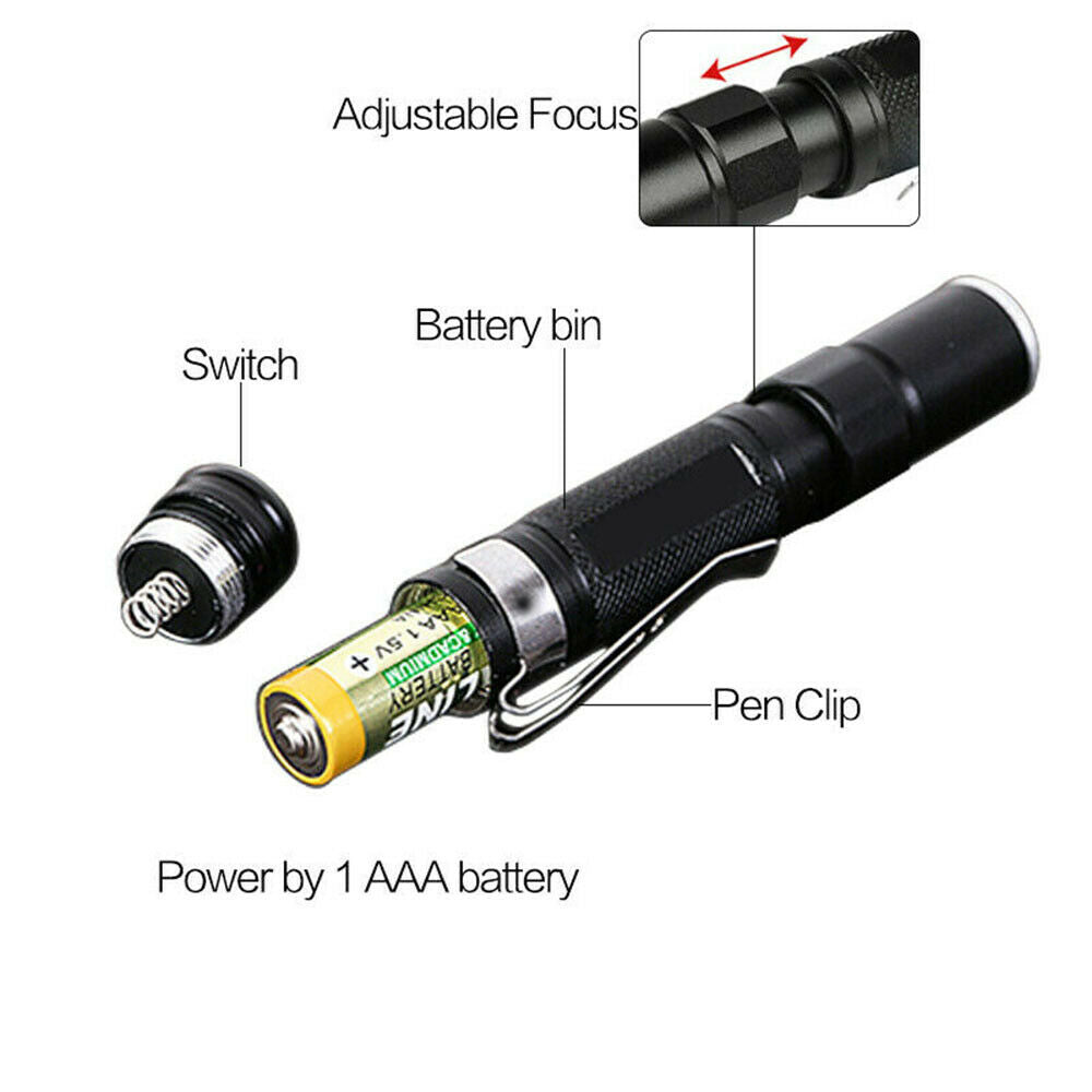 Portable Mini Penlight Q5 2000LM LED Flashlight Torch Pocket Light Waterproof~