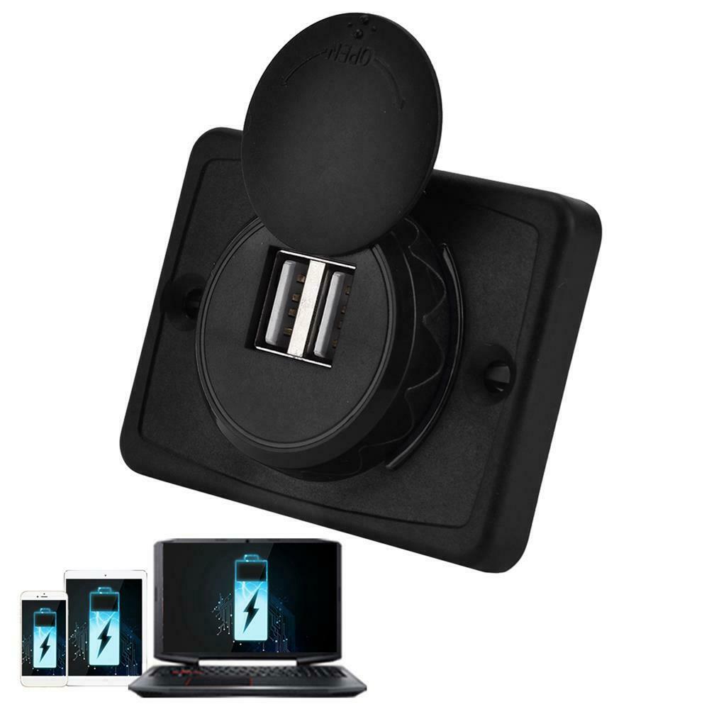 USB Car Charger 3.1A 5V Car Dual USB Port Socket Outlet 12V LED Waterproof