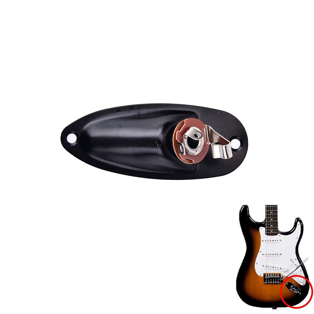 Black Boat Input Output Jack Plate Socket With Screws for Fender Strat Guitar DD