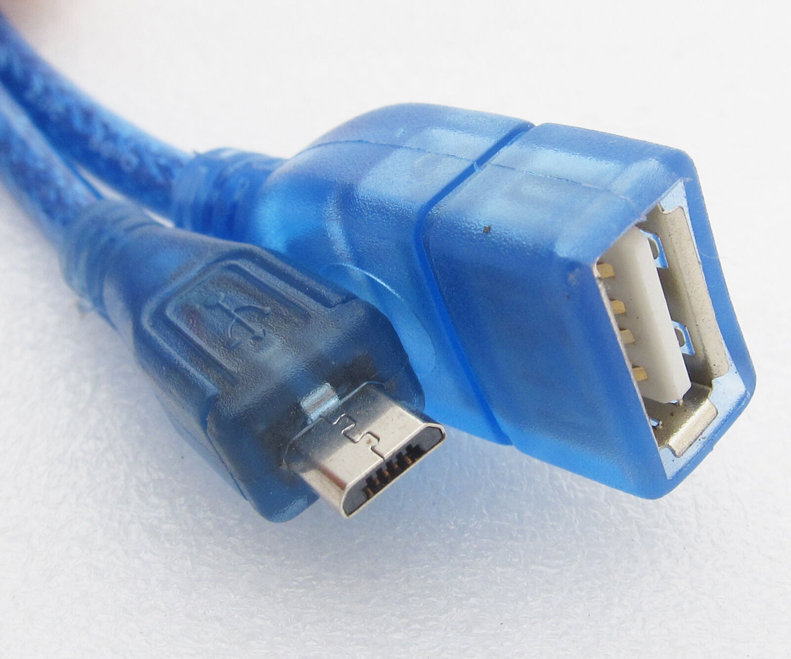 4x USB 2.0 Female to Micro 5pin Male Convert DATA Cable 1ft 30cm Universal Blue