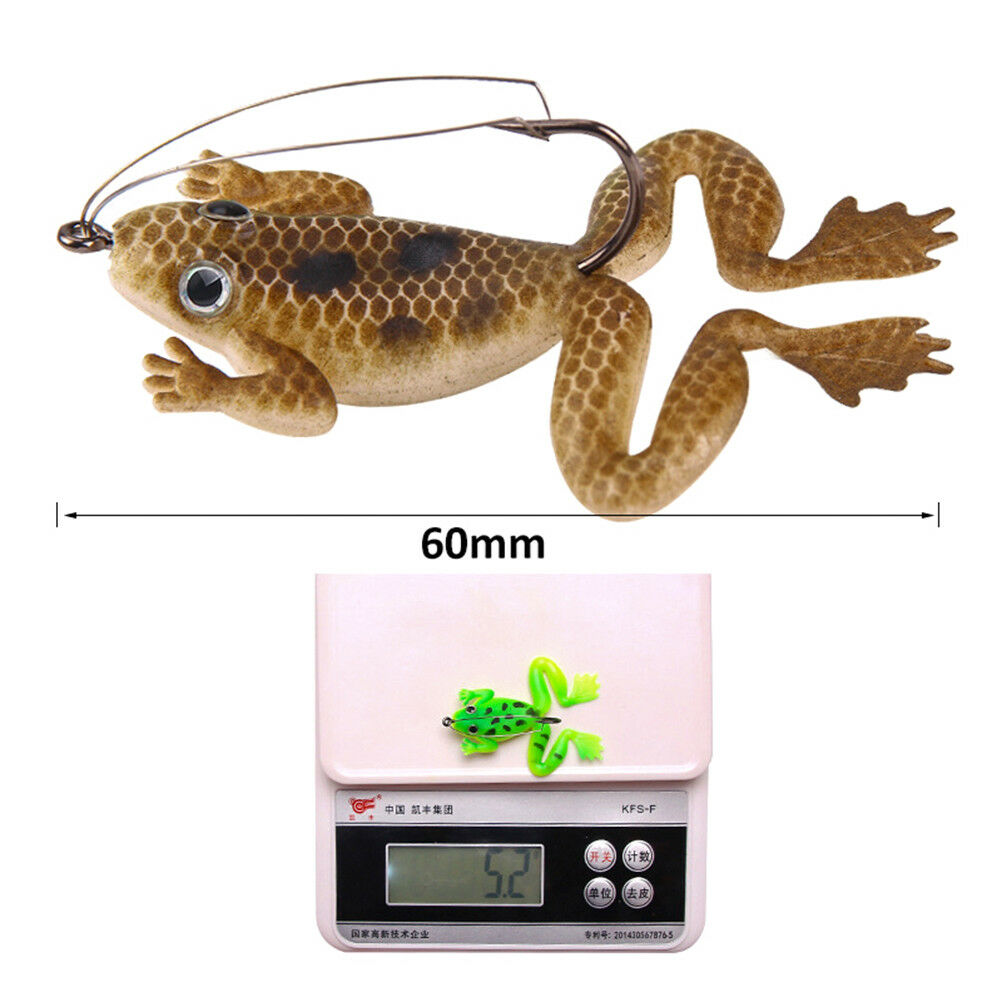 4x Artificial Frog Premium Soft Bait 60mm 5.2g Silicone Bionic Fishing Bai.l8