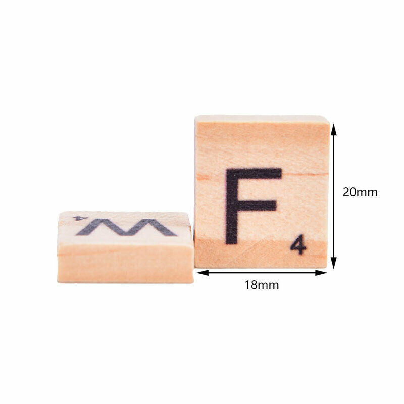 100Pcs Wooden Alphabet Scrabble Tiles Black Letters & Numbers Digital Puzzle Gy