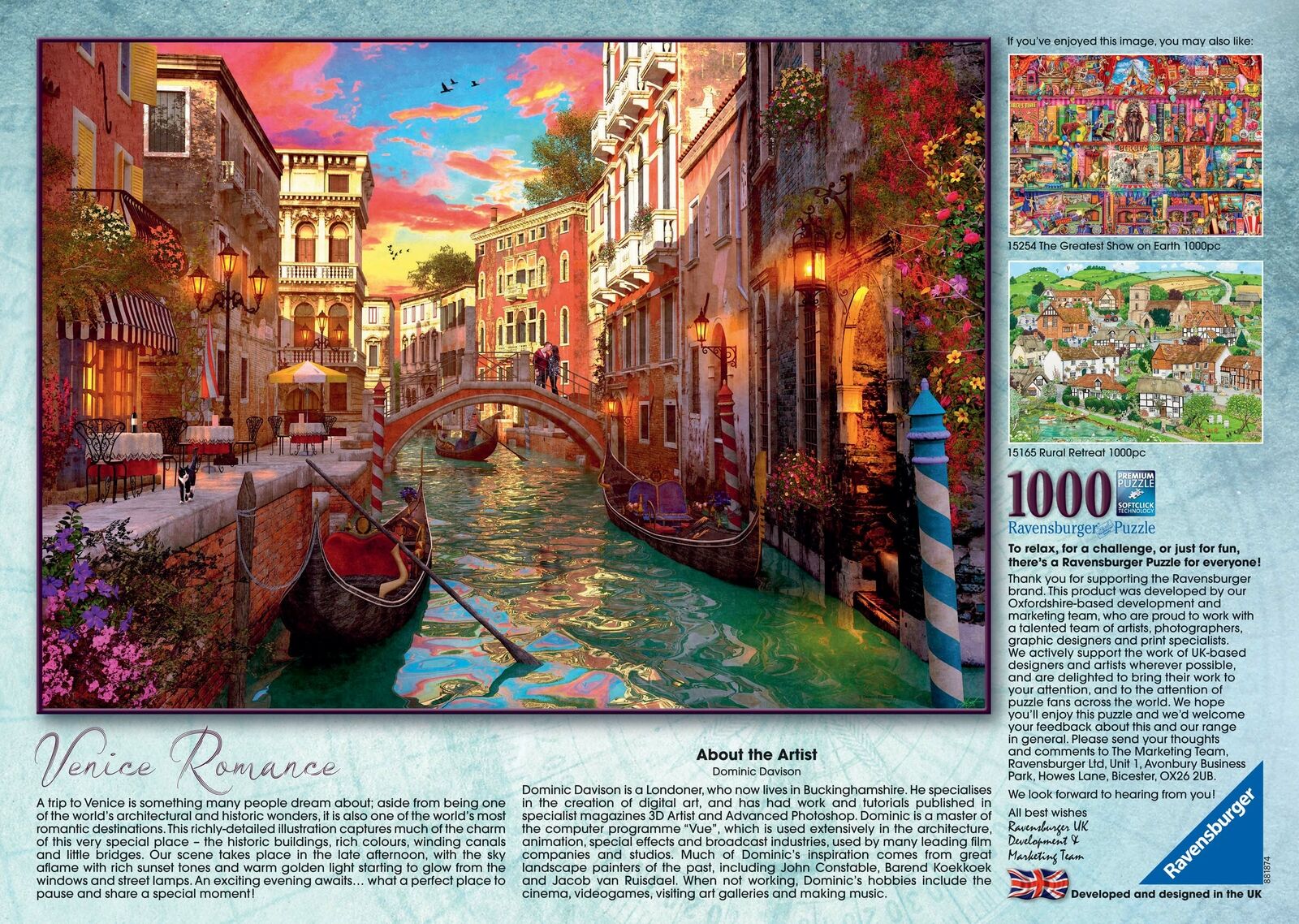 15262 Ravensburger Venice Romance Jigsaw Puzzle 1000 Piece 12 Years+