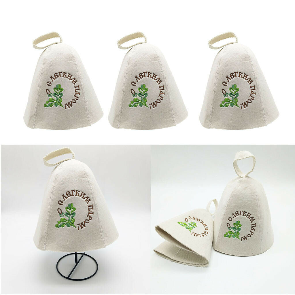 3Pcs 100% Pure Wool Felt Sauna Hat Russian Banya   Unisex Lightweight