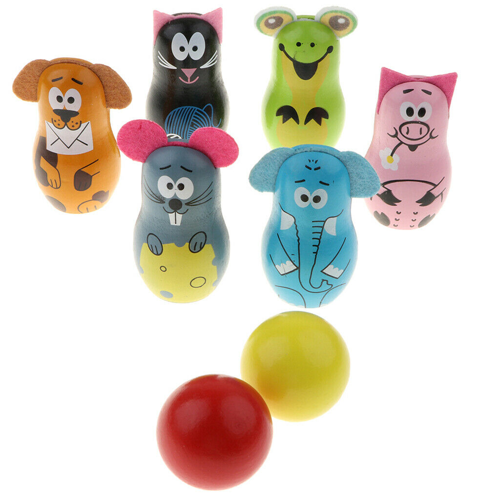 Wooden Bowling Set Skittles Games Bowling Ball Skittles, Children Educational