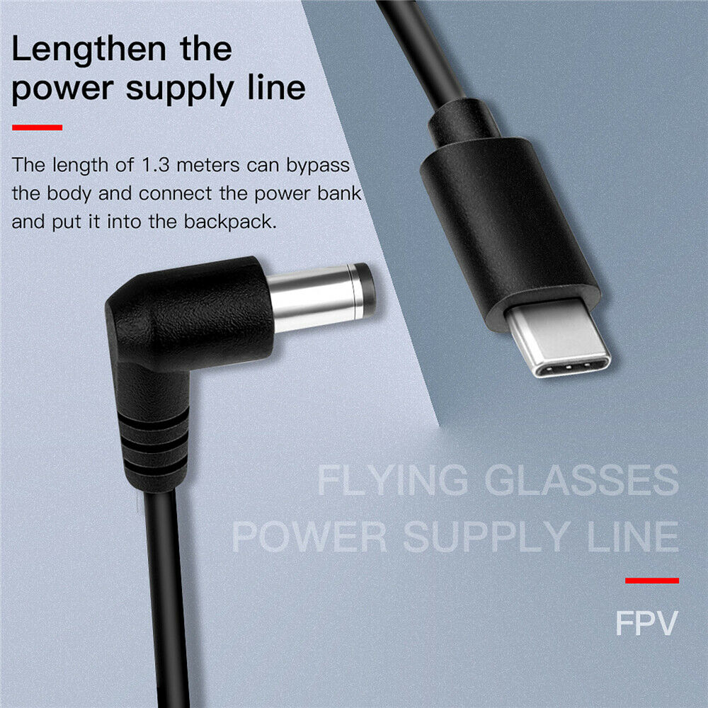 Power Cord Drone Type C Adapter Cable Charging Cable for DJI FPV Combo Glasses