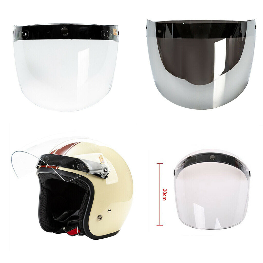 2Pcs Motorcycle Retro Open Face Helmet Visor Wind Shield Lens Anti-fog
