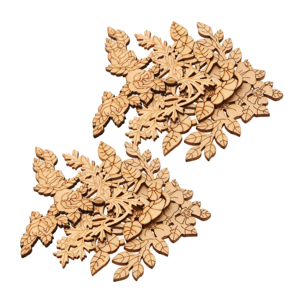 8Pcs Wood Carved Flower Applique Onlay Furniture Home Embellishments Door
