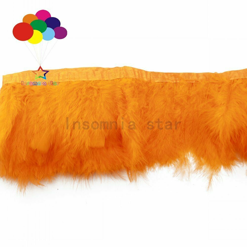 2 Meter 6-7" inch marabou turkey Feather Trimming Orange Color fluff Ribbons