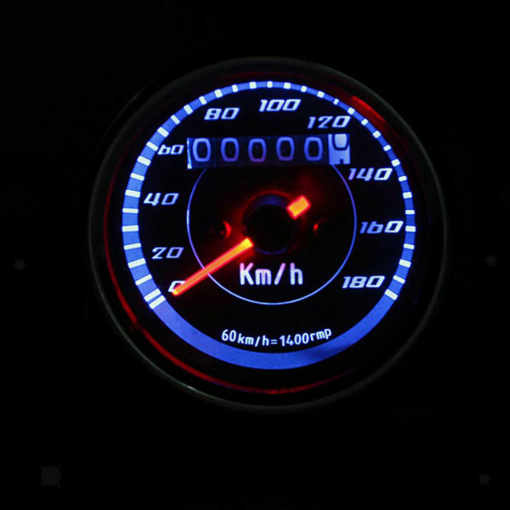 2 Wires Blue LED Speedometer Odometer Multifunction Gauge 0-180 km/h 12V