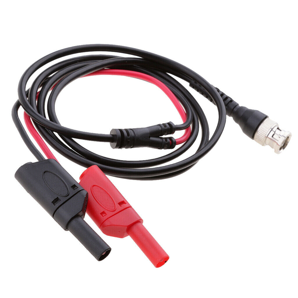 2pc BNC Q9 To Dual 4mm Stackable Shrouded Plug Test Leads Probe Cable