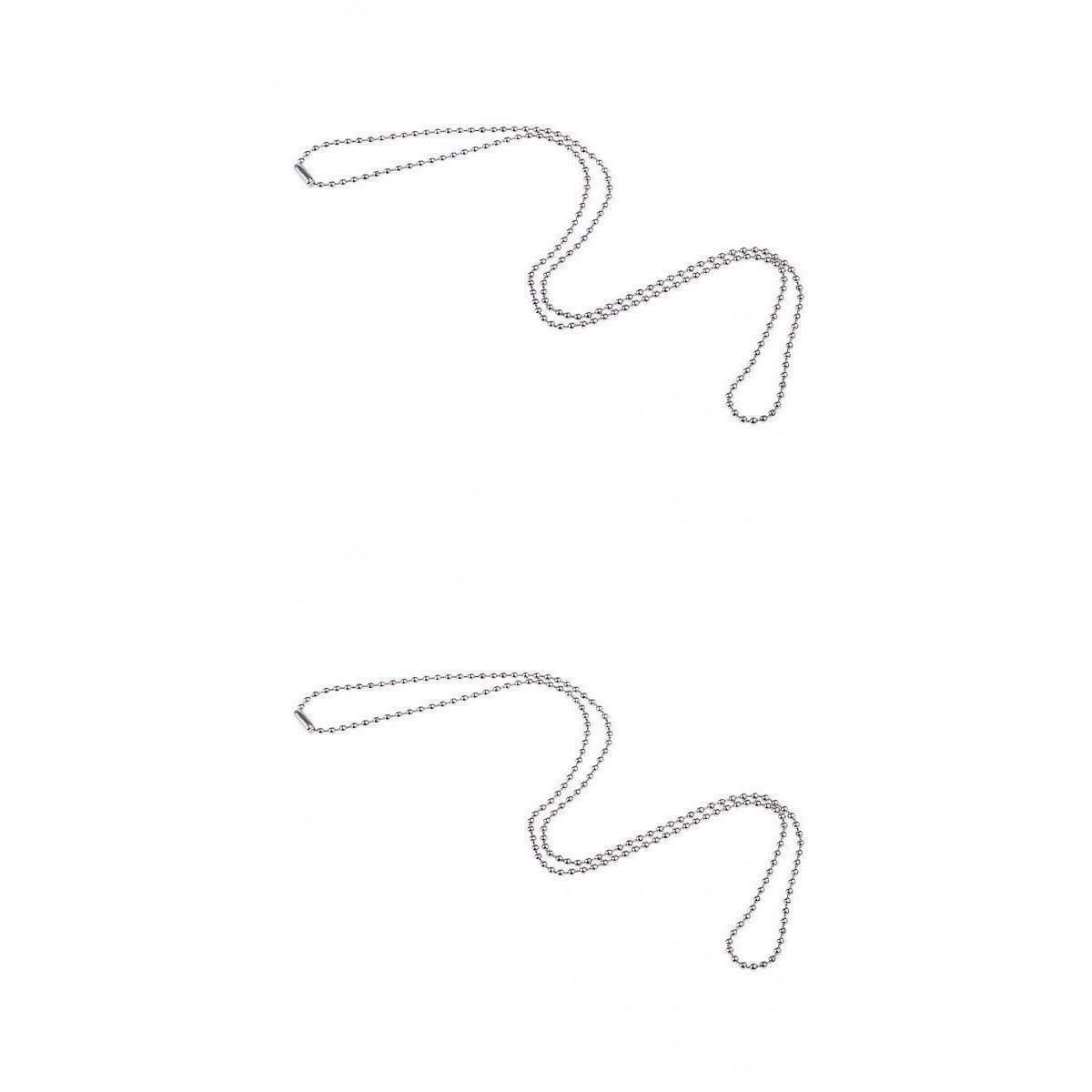 2pcs Stainless Steel Bead Chain Necklace Dog Tag 2.4MM, 23.6 inch, 31.5 inch