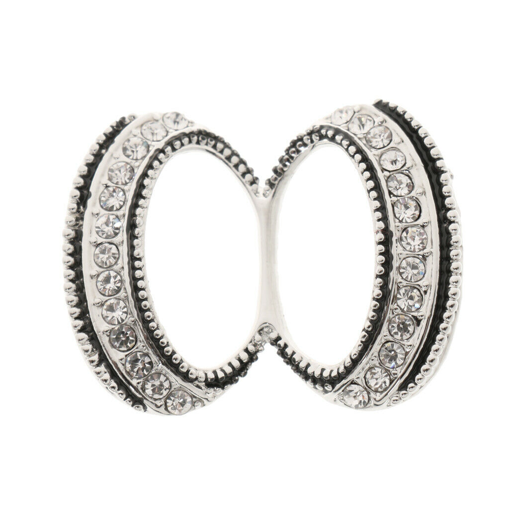 2pcs Crystal Oval Scarf Ring Elegant Simple Design Metal Scarf Jewelry Gift