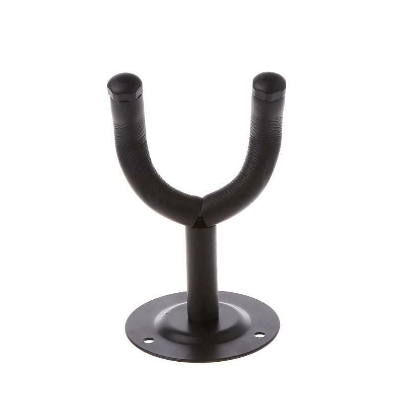 Electric Guitar Round Stand Holder Wall Hanger Rack Ukulele Hook Black Metal