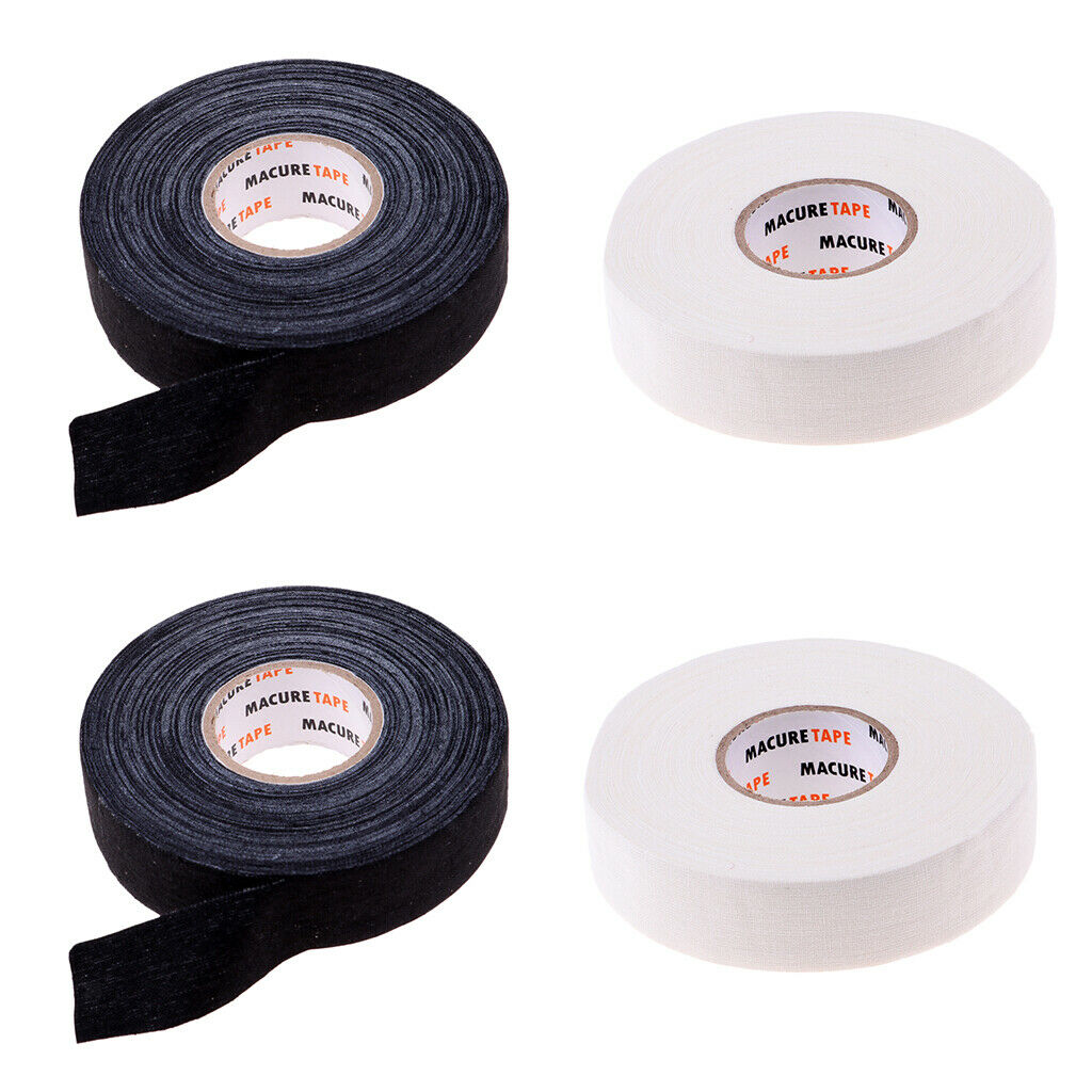 Black  Hockey Lacrosse Stick Cloth Tape Wrap Grip 1'' x 25 yards (4-Pack)