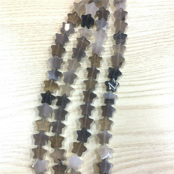 1 Strand/20Pcs 13x5mm Natural Gray Agate Pentagram Star Spacer Loose Beads HH645