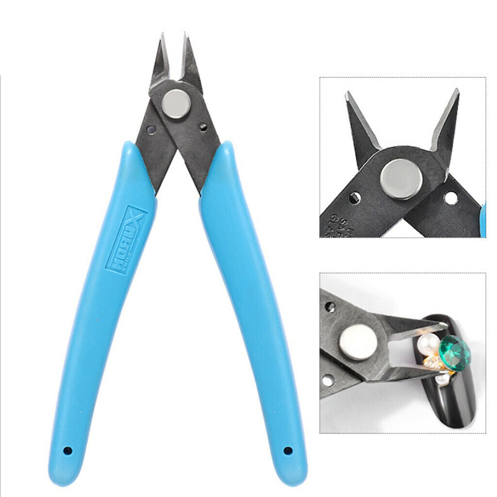 Diamond Rhinestone Picker Nippers Clipper Manicure Pliers Nail Art Tool-Blue