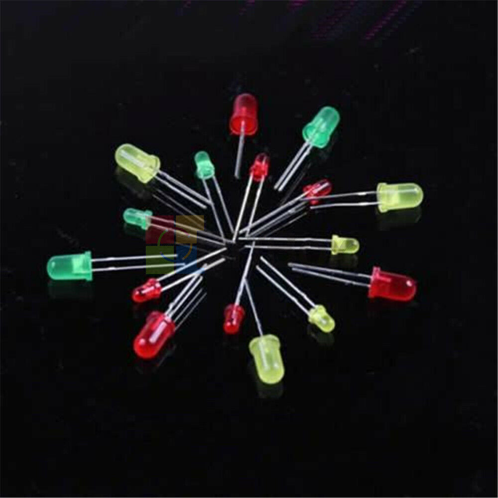 100PCS Round Head Light Emitting Diode LED 3mm 5mm Red Green Yellow Mix Color